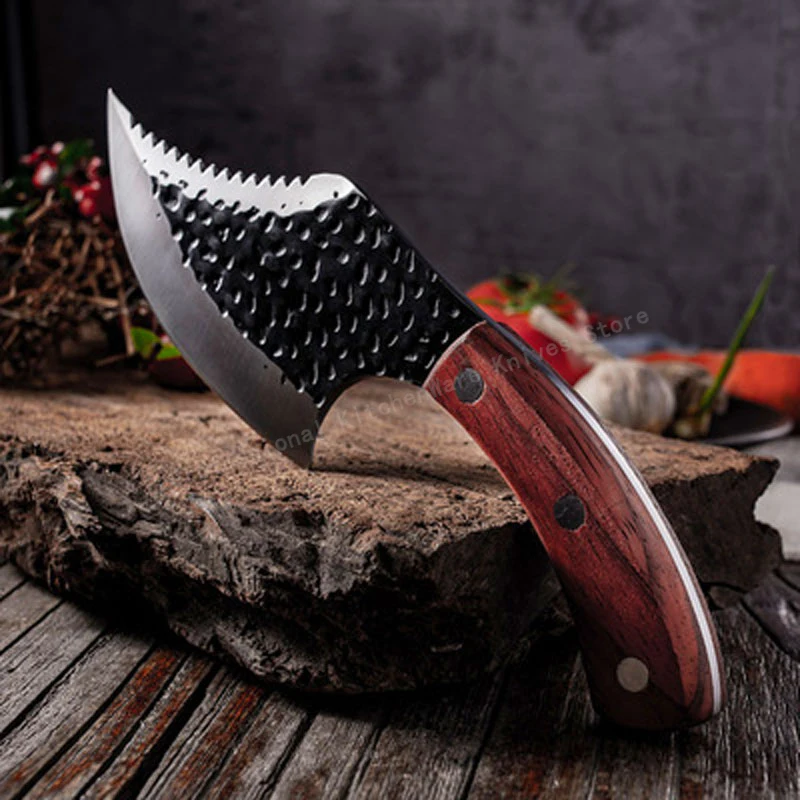 Hand Forged Axe Knife Hammered Chopping Knife Stainless Steel Meat Cleaver Outdoor Cooking Knife Kitchen Cleaver Kitchen Knife