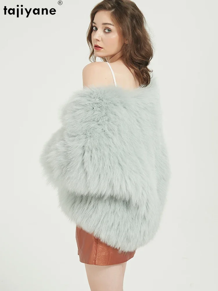 Tajiyane Real Fox Fur Coat Women 2023 Winter Warm Knitted Fox Fur Jacket Short Luxury Coats and Jackets Chaquetas Para Mujer