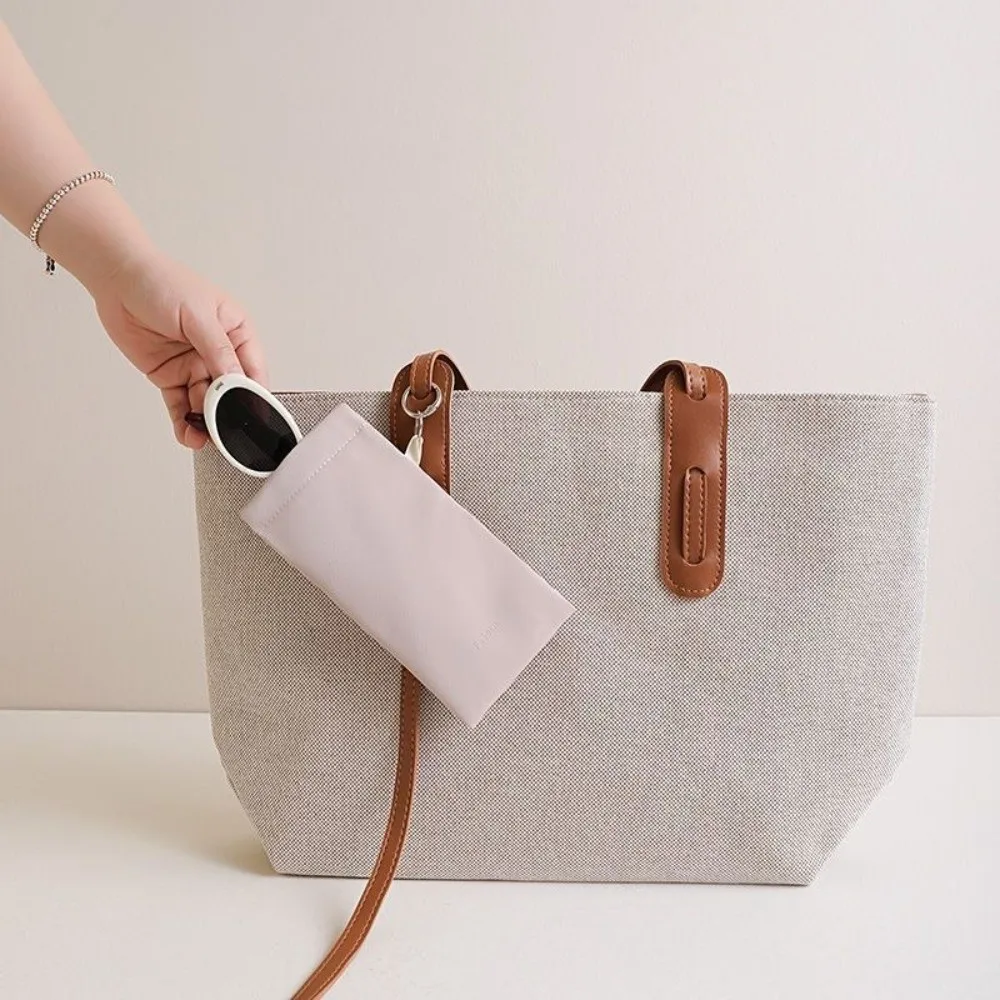 Soft Leather Eyeglasses Case Portable With Cleaning Cloth Glasses Storage Bag Scratch-Resistant Automatic Closing Bag Eyeglasses