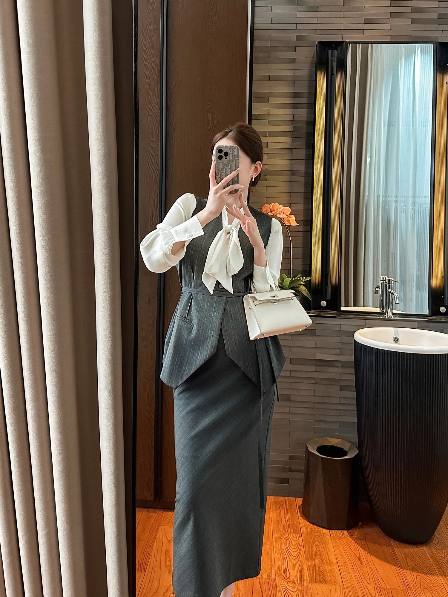 

Костюм-двойка для женщин YOU SEE: комплект для работы и отдыха с текстурой в полоску, поясом и свободным кроем, для ранней осени