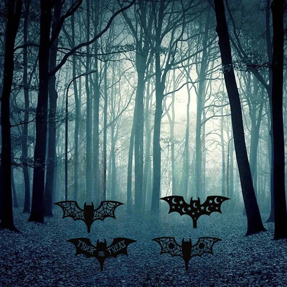 CIFBUY Metal Halloween Bat Yard Stakes 2D Flat Iron Wall Decor Fall Garden Art Porch Ornament