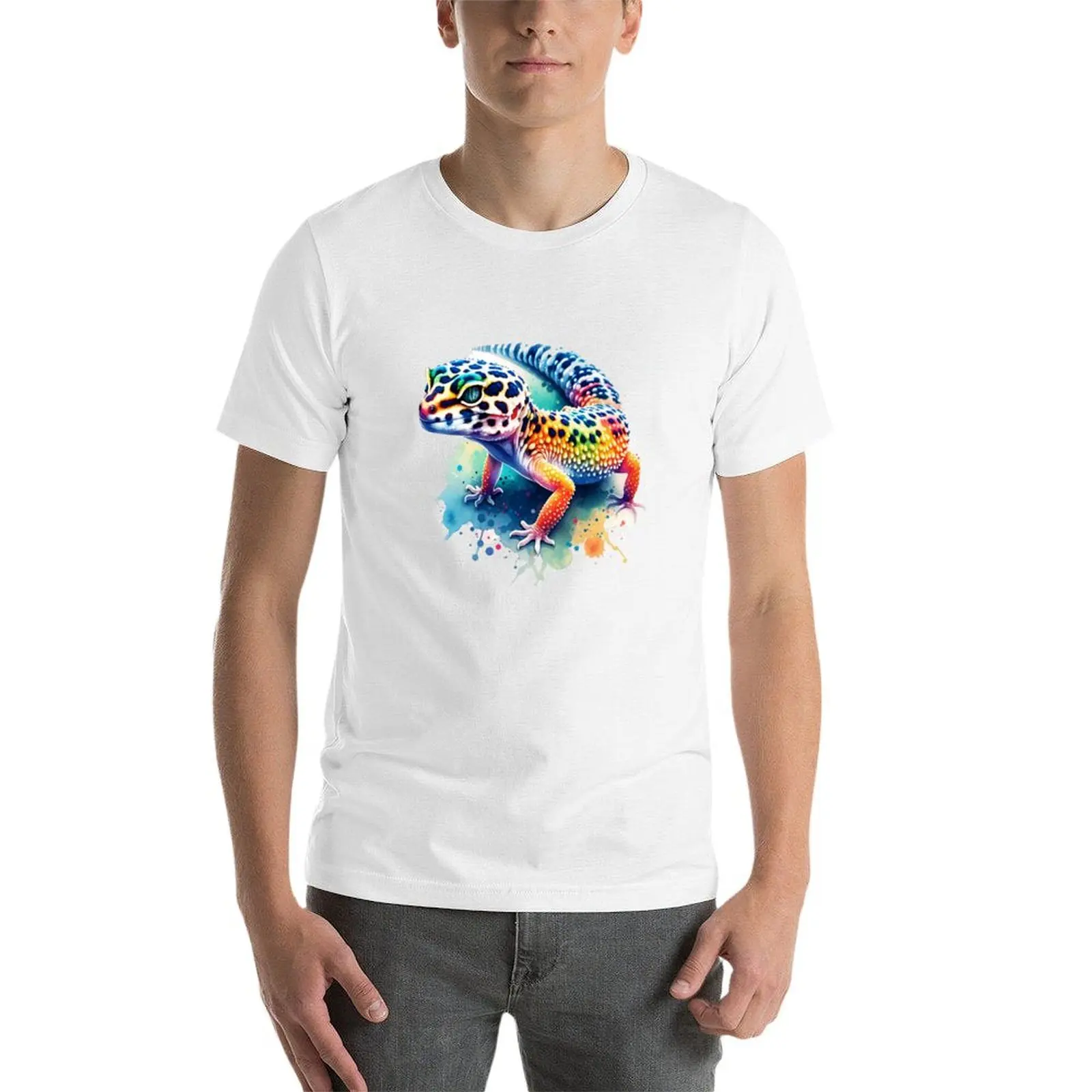Watercolor Leopard Gecko T-Shirt sports fans baggy shirts graphic shirts black t shirts for men