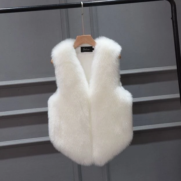 Autumn and Winter 2023 New Imitation Fur Vest Plush Rex Rabbit Hair Short Fashion Waistcoat Women and Girls Leisure  PinK