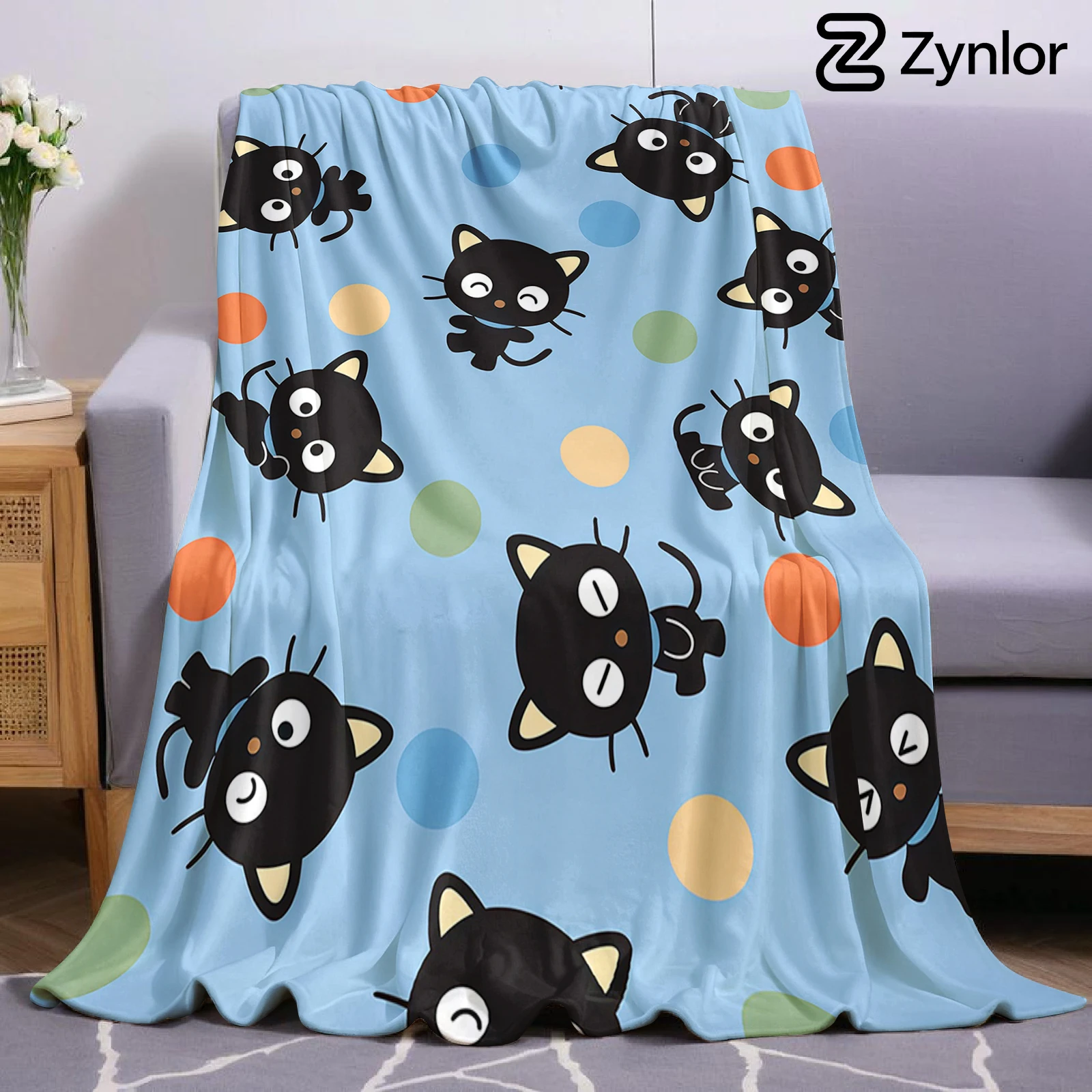 Chococat Dot Ultra Soft Sherpa Fleece Blanket Fluffy Warm Thick Throw for Sofa Bedroom Couch Holiday Home Decor Gift
