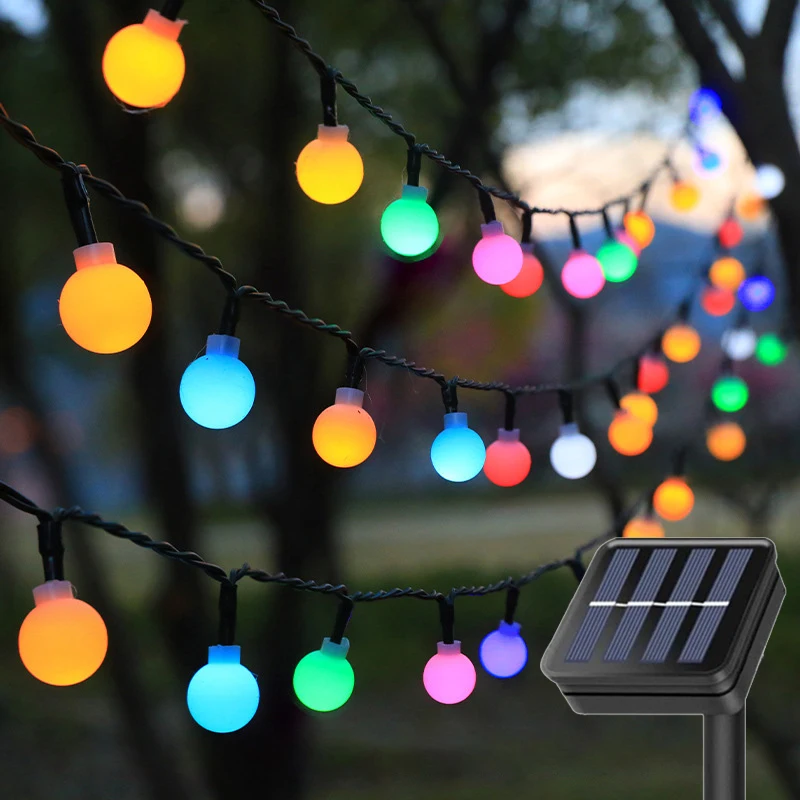 

Outdoor Solar Festoon LED Ball Lights String Wedding Fairy Garland Lamp for Patio Holiday Ramadan Room Decoration Solar Light
