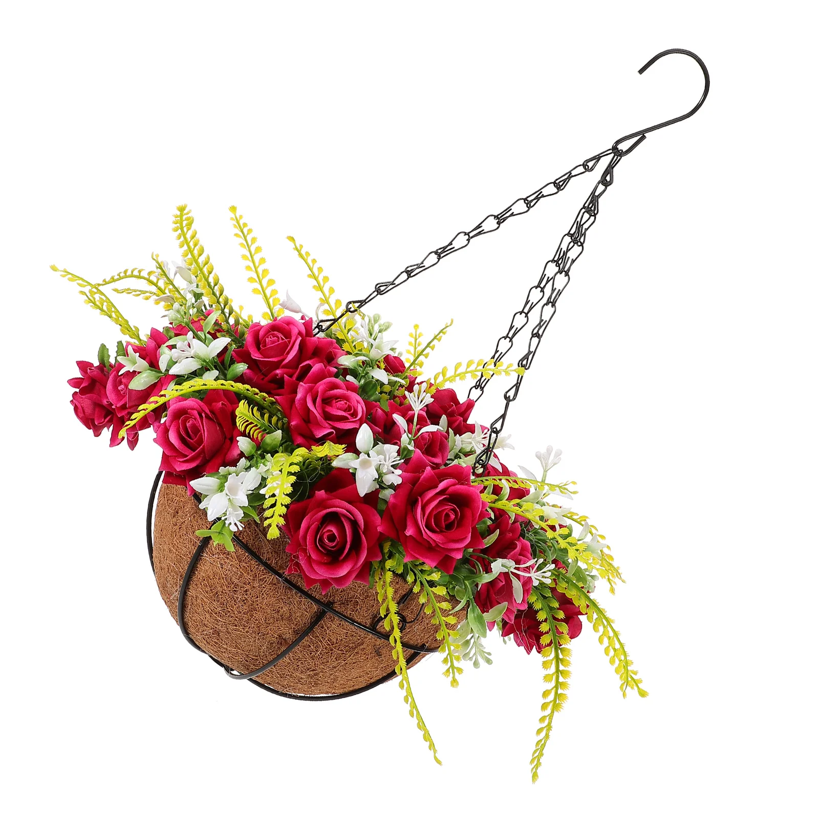 

Coconut Palm Flower Basket Artificial Hanging Baskets Faux Flowers Decoration Plant HangerPot Ornament Home Decor