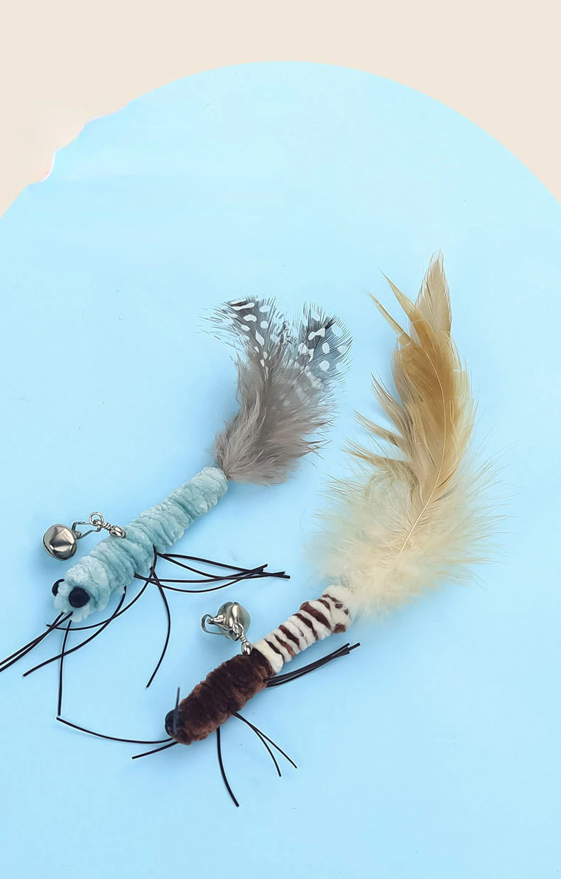 Luxuriöser Katzenstäbchen mit Libellen-Federkopf, handgefertigt, Ersatzspielzeug im Insektenstil, interaktives Spielen, Heimtierbedarf – Detail 5