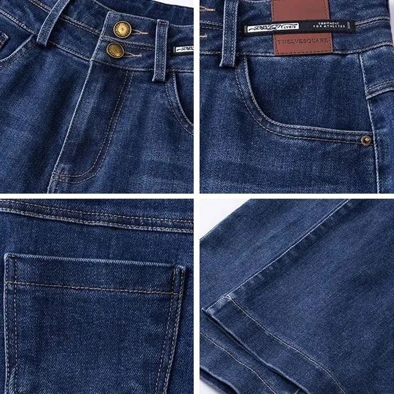 Abbigliamento donna moda semplicità Jeans a vita alta 2023 primavera autunno bottone tutto-fiammifero pantaloni Vintage in Denim a gamba larga per