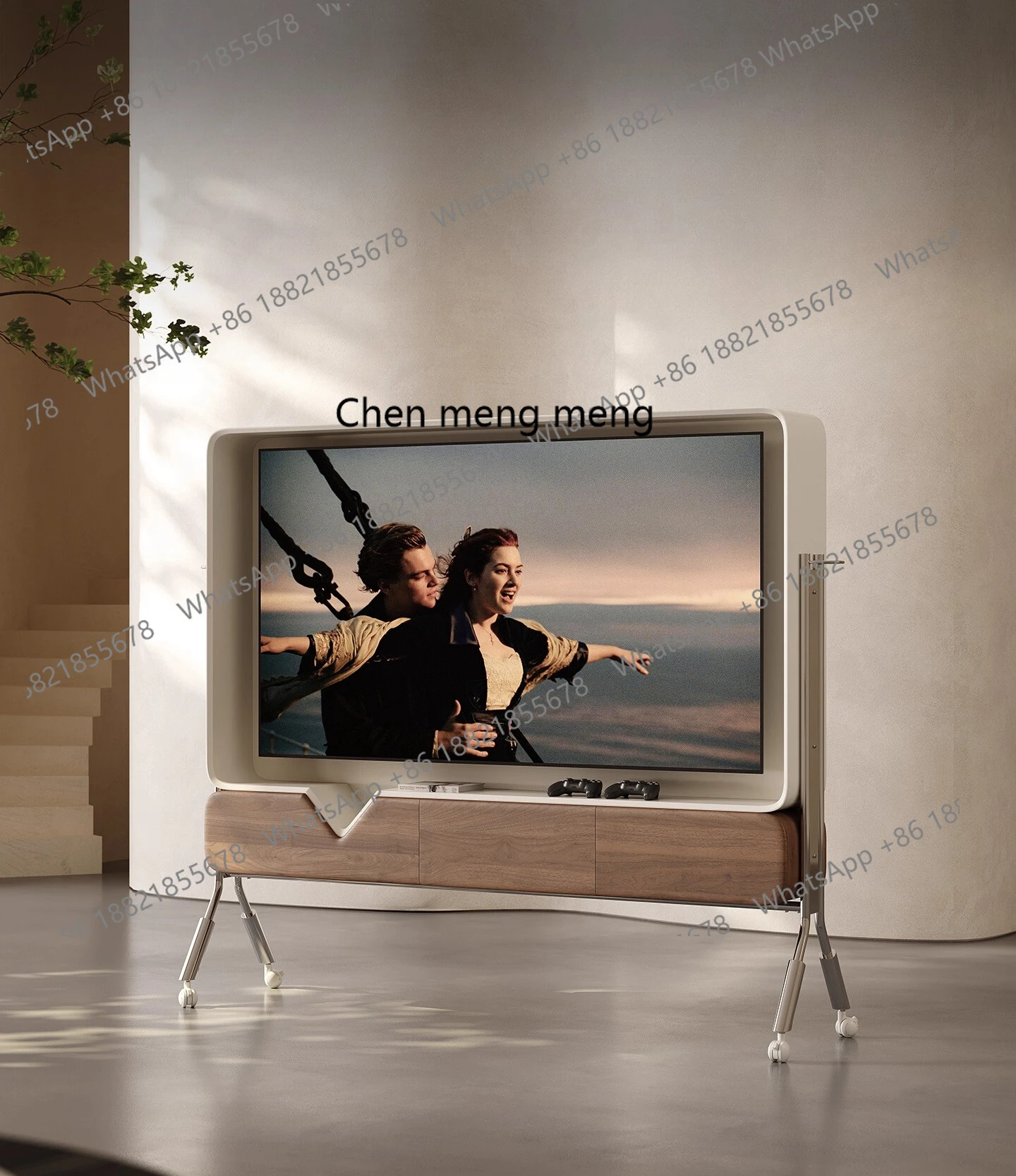 

Italian Style Patented Mobile Artistic Texture TV Stand Floor Stand Storage with Wheels Living Room TV Cabinet
