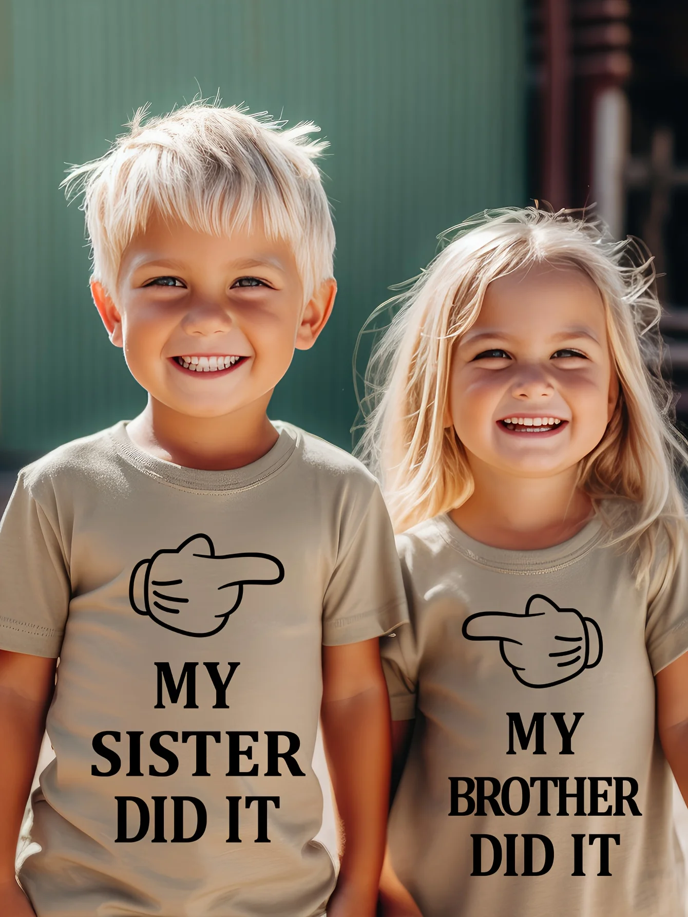 

3D printed crew neck short sleeved T-shirt a perfect summer gift for siblings boys girls brothers sisters Casual Creative