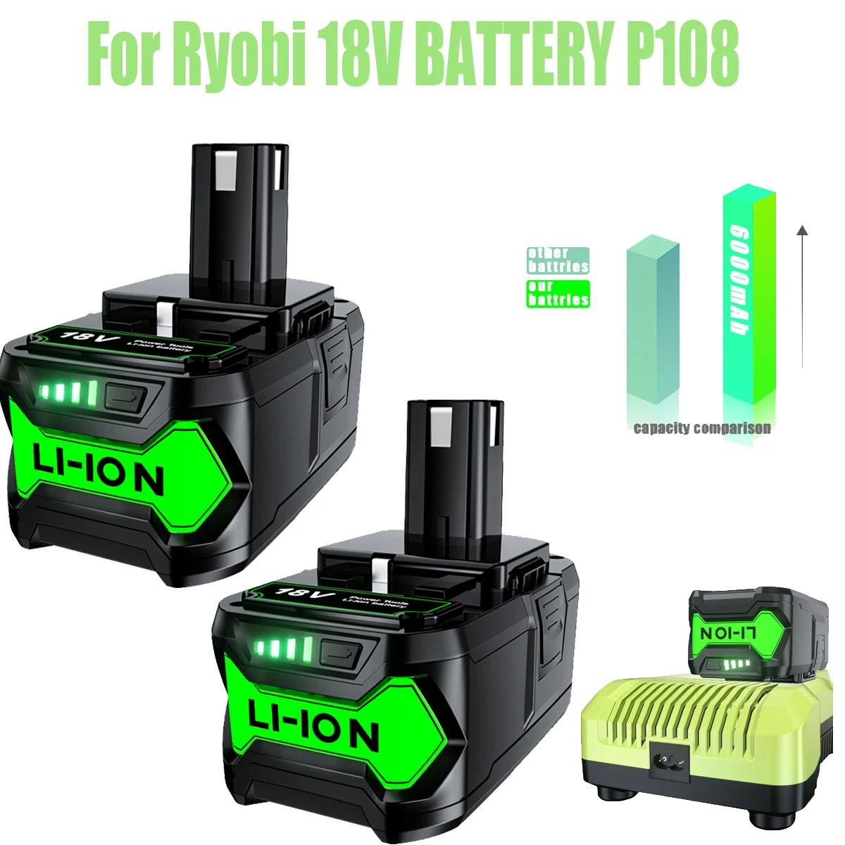 18V batterie dla Ryobi P108 P102 P103 P104 P105 P109 wymienna bateria wiertarka akumulatorowa 6000mAh 18-woltowy dla jednego + narzędzie