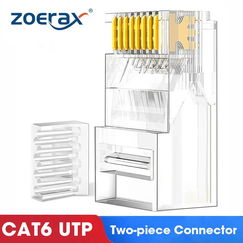 ZoeRax CAT5e CAT6 Stecker RJ45 Modularstecker Netzwerkstecker 50μ vergoldet 1,1mm Lochende für Ethernet-Kabel – Detail 9