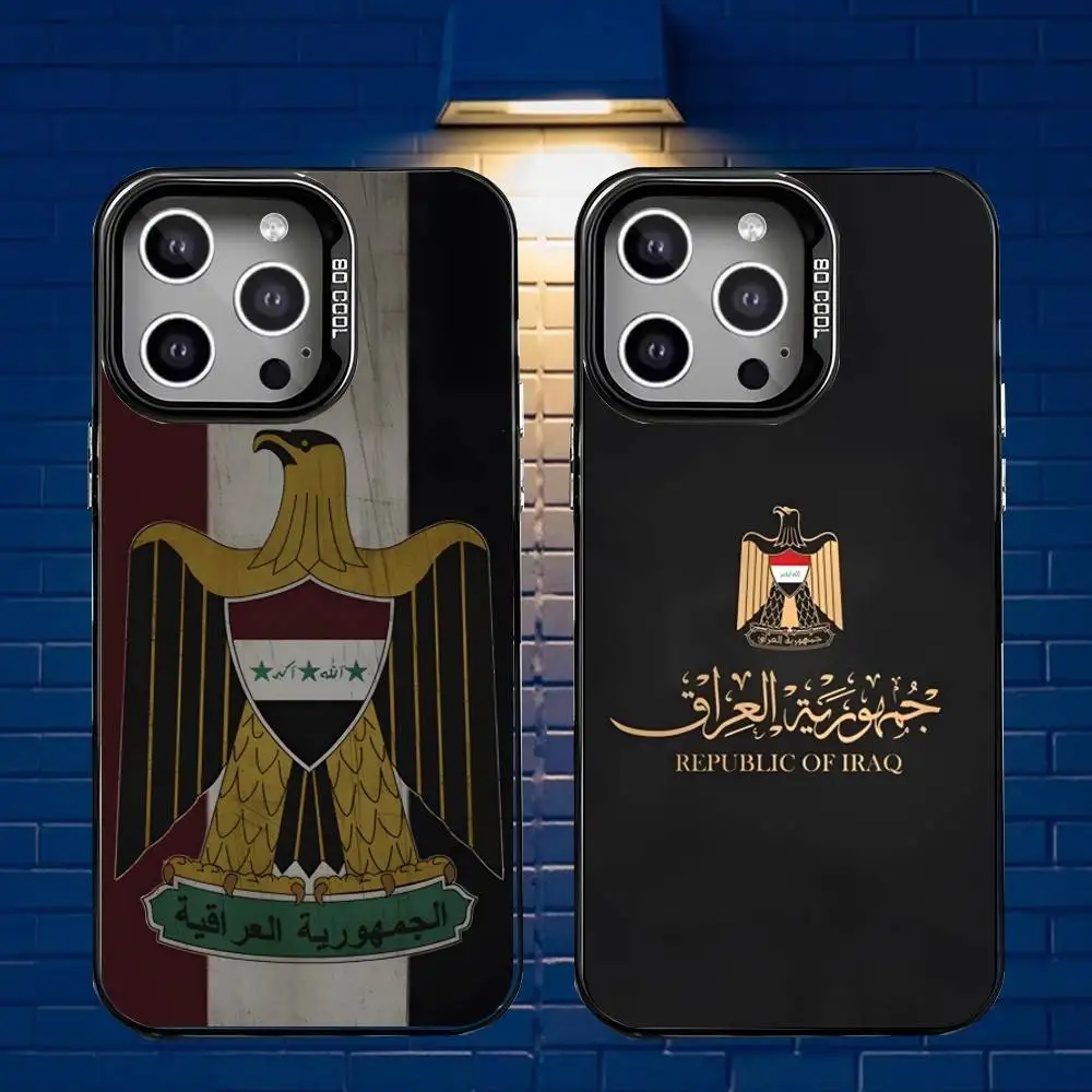 

Nation I-Iraq Flag Phone Case For iPhone 17,16,15,14,13,12,X,8,Pro,Max,Plus,SE4,Air,Mini HD Black IMD Matte