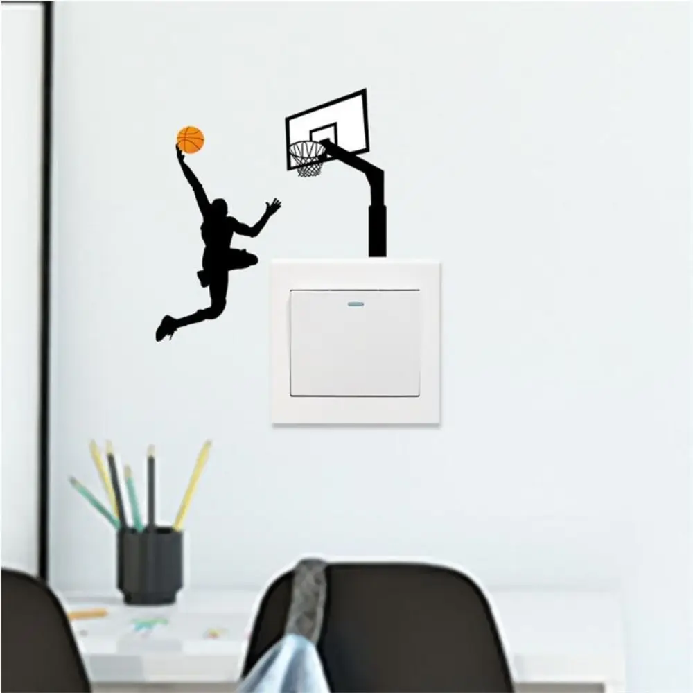 Self-Adhesive Basketball Player Switch Stickers Cartoon Easy to Use Player Dunk Wall Sticker DIY Removable Wall Decals