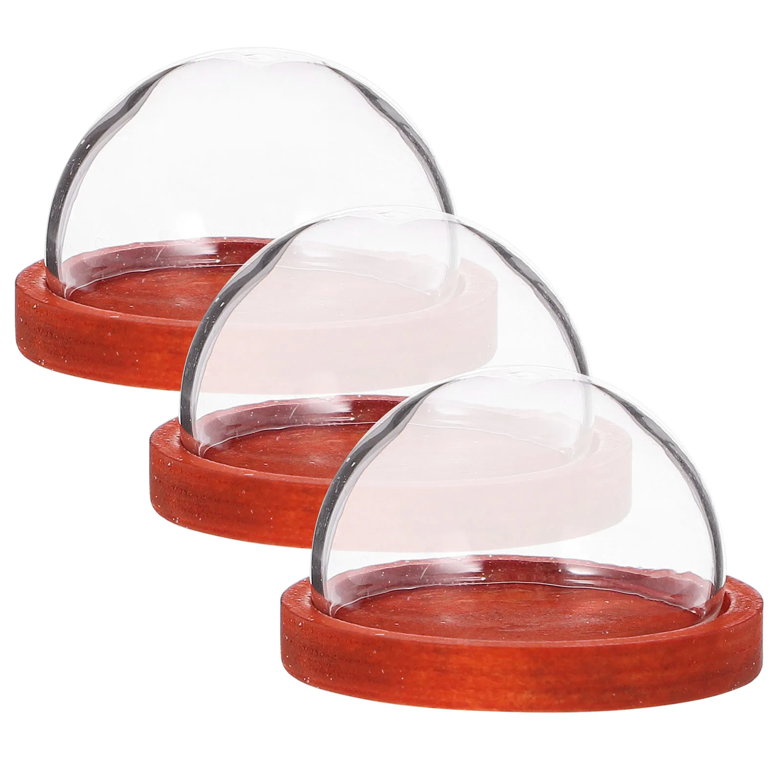 

3Pcs Mini Glass Dome with Wood Base Eternal Flower Display Case for Home Decor Tabletop Centerpiece Clear Cloche for Preserved