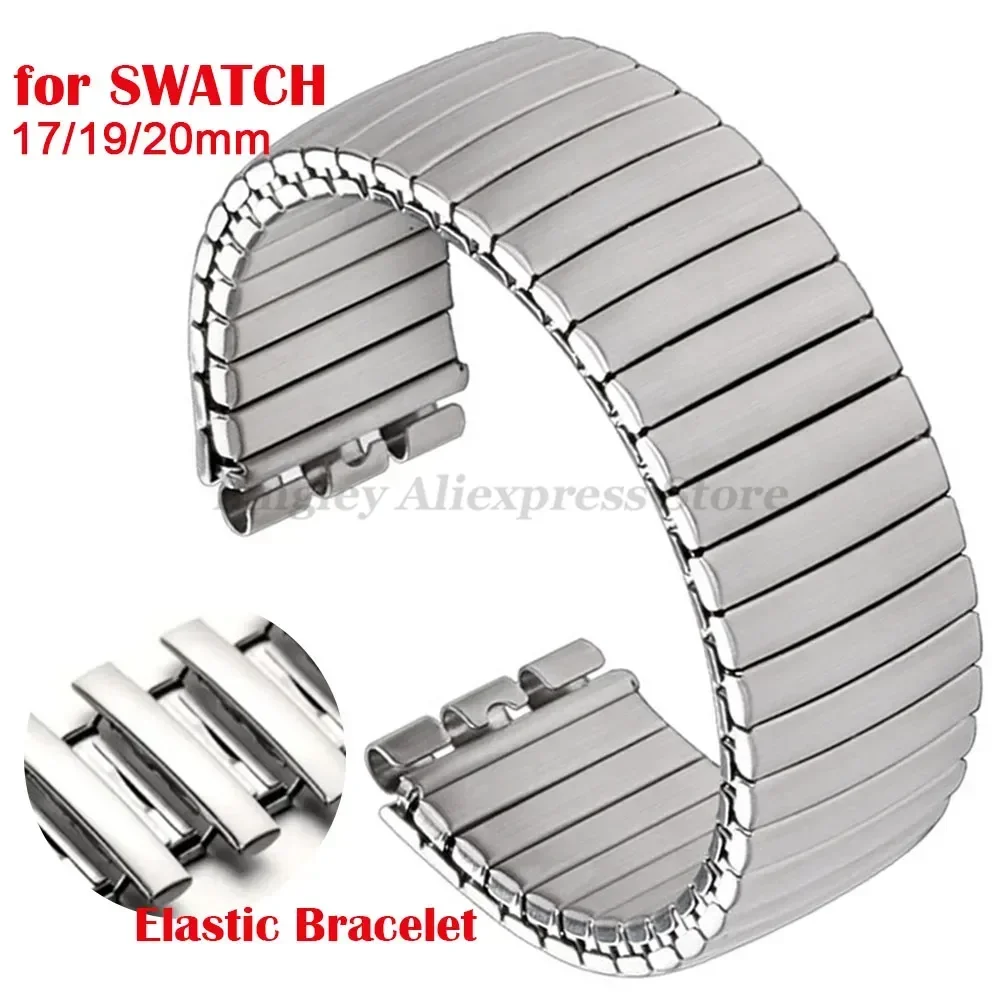 Elastic Metal Watch Band for Swatch Watch 17mm 19mm 20mm Stretch Expansion Stainless Steel Strap Men Women Wristband Accessories