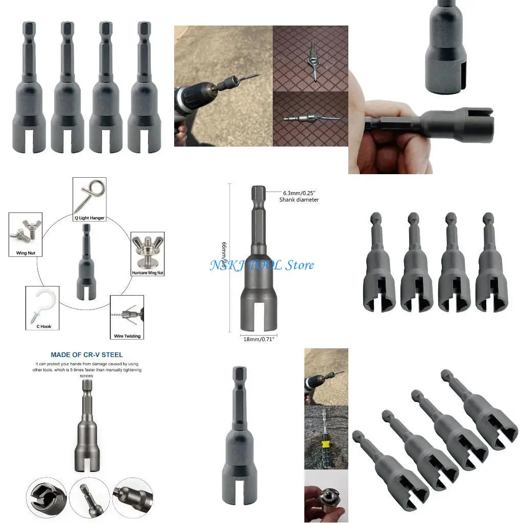 L8RC فراشة الترباس الشدات المقبس 1/4 "عرافة عرقوب PowerWing رأس المفك فتحة الجناح الجوز مثقاب الخشب للوحة الجوز مسامير #1