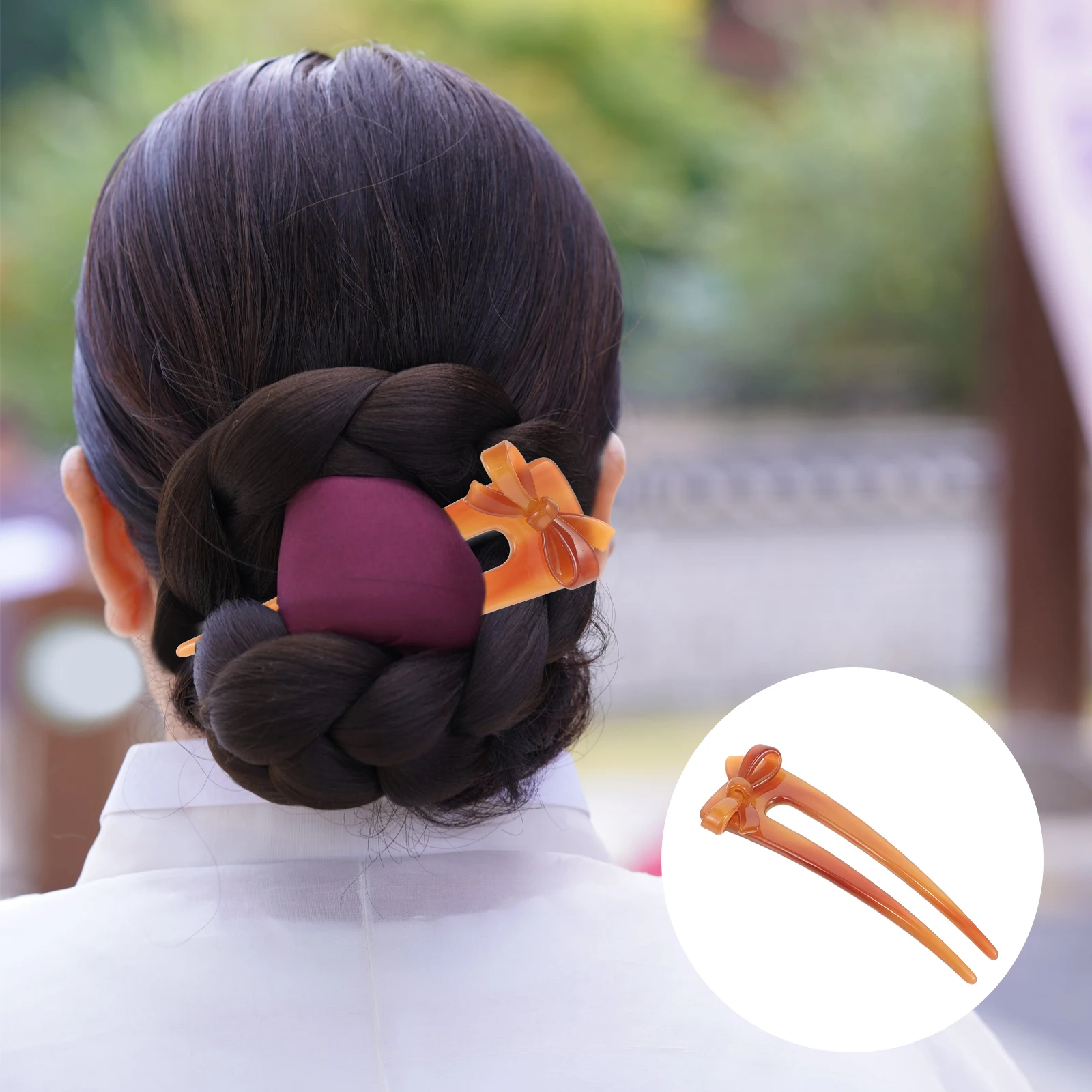 

Vintage U Shaped Hair Pin For Women Bow Decorative Hairpin Strong Hold Comfortable No Scratch Retro Style Easy Use Hair