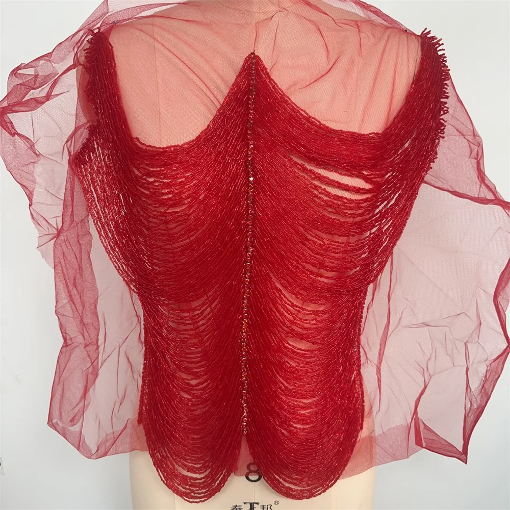 

Handmade Fashion Beaded Bodices Rhinestone Tassel Applique Patches for dresses