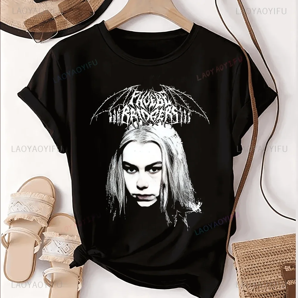 Einzigartiges Phoebe Bridgers Singer Print T-Shirt Top Phoebe Bridgers Trend Kurzarm Unisex Shirt Grafik Übergroßes Baumwoll-T-Shirt