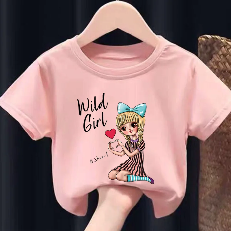 

Girls' T-shirt with Baby Print, A Fashionable and Cute New Summer Top for Small and Medium-sized Children Kids Clothes