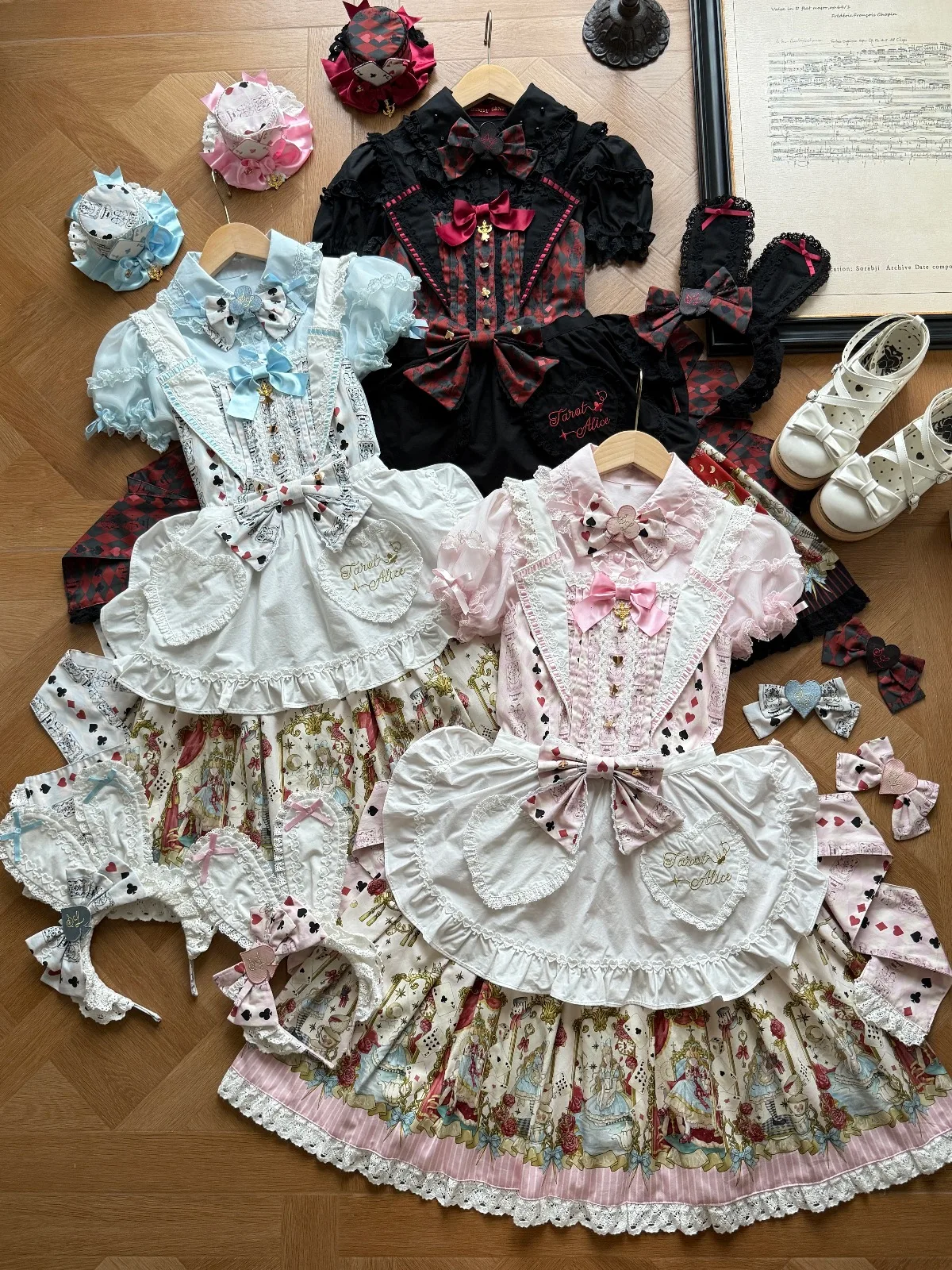 Tarot Alice - Cotton Old School Lolita JSK Dress, Detachable Apron by Sweet Whispers of Love PRE ORDER / 2 months