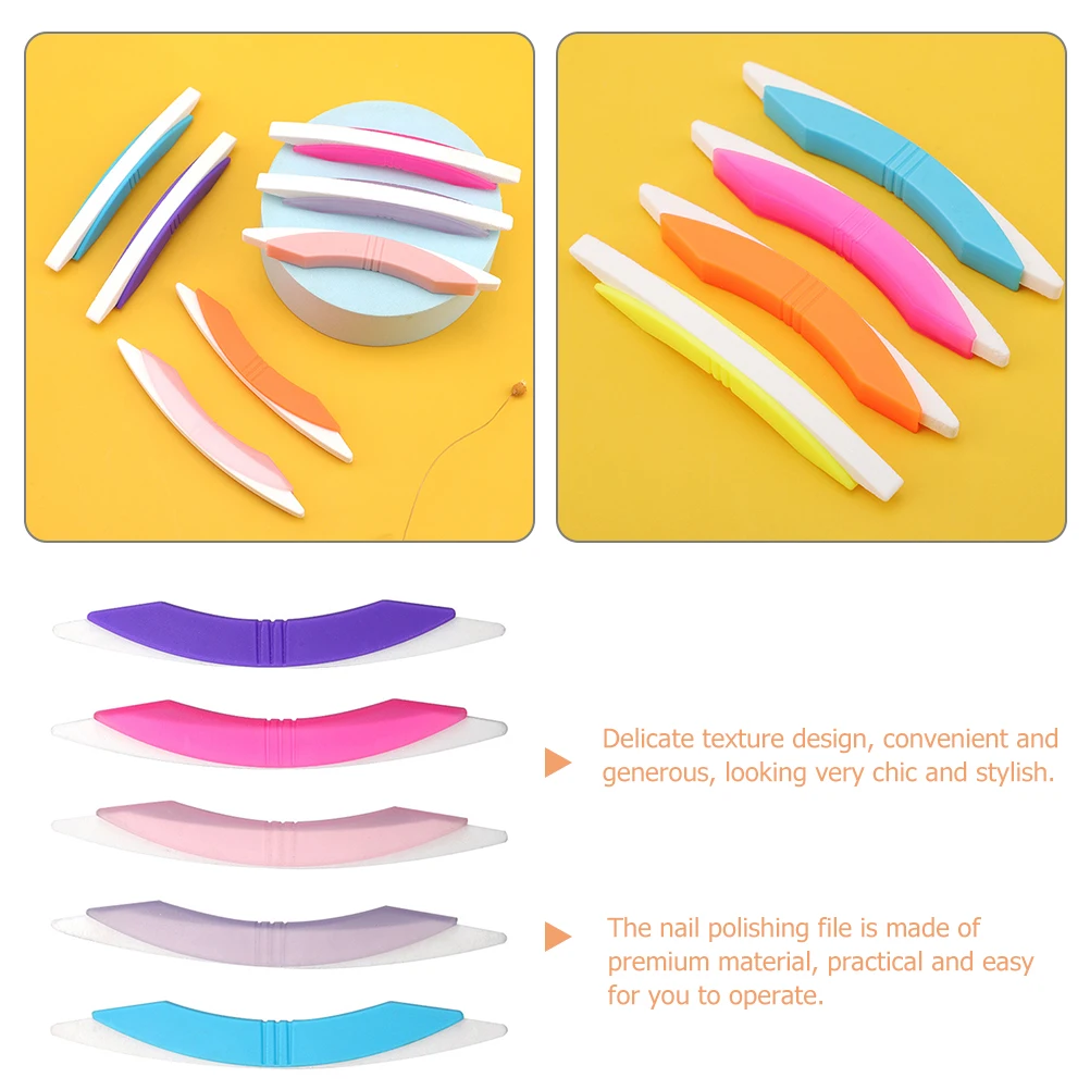 

5pcs Curved Nail File Tool for Manicure Pedicure Polish Buffer Double-Ended Fingernail Files for Home Professional Use, Compact