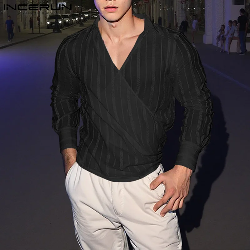 

INCERUN 2025 Handsome New Men's Tops Stylish Striped Shirt Casual Male Long Sleeve Fashion Men Clothing Streetwear S-5XL