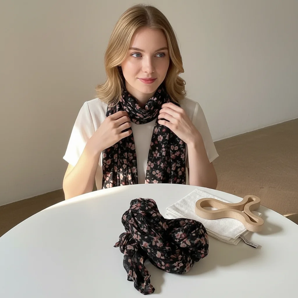 

Trendy Autumn Winter Cotton Linen Scarf Keep Warm Square Pleated Printed Scarf Vintage Luxury Brand Designer Shawl Wrap