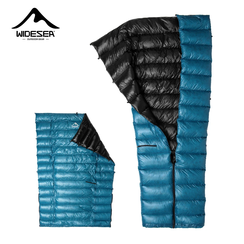 WIDESEA 800FP Duck down sleeping quilt 500G filling 15D Nylon fabric Ultralight camping sleeping bag -8° hiking & camping gears
