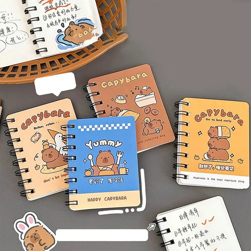 Multi-purpose Cute Capybara Coil Book Creative Portable Cartoon Notebook 180 Degrees Multifunction Error Word Book Student