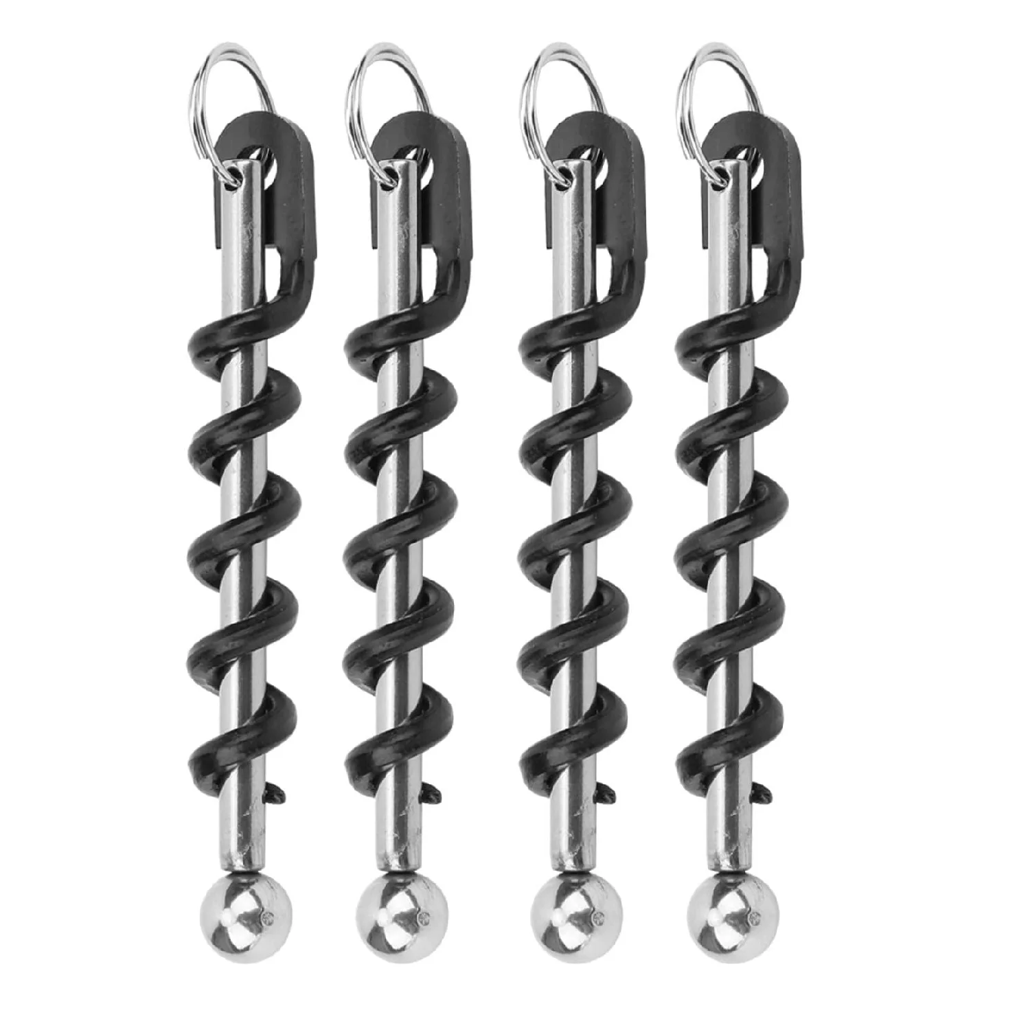 

100Pcs Corkscrew Spiral Portable Keychain Corkscrew Black Stainless Steel Wine Beer Bottle Opener Corkscrew Kitchen Accessories