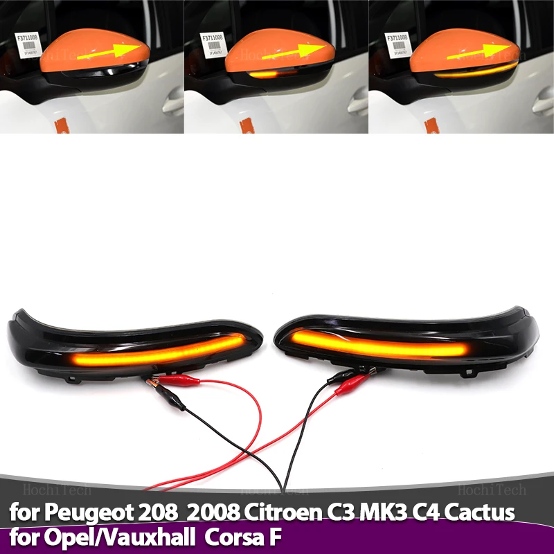 LED Side Mirror Turn Signal Indicator Blinker Sequential Lamps for Peugeot 208 2008 12’-22 Citroen C3 MK3 C4 Cactus Opel Corsa F