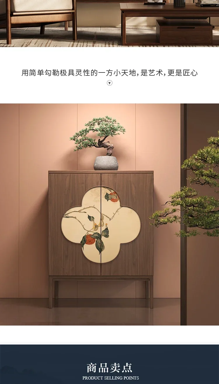 

Декоративное хранилище для гостиной в китайском стиле, вход для чайной комнаты, сундук из цельного дерева с цветком сливы