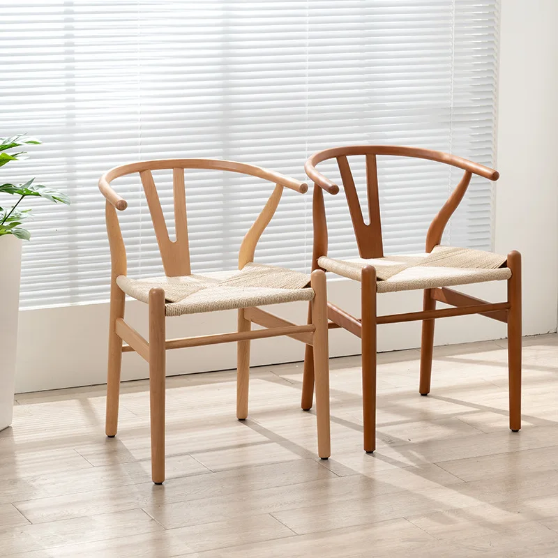 

Nordic solid wood wabi wind Y chair armchair, simple negotiation reception restaurant dining chair hotel backrest armchair