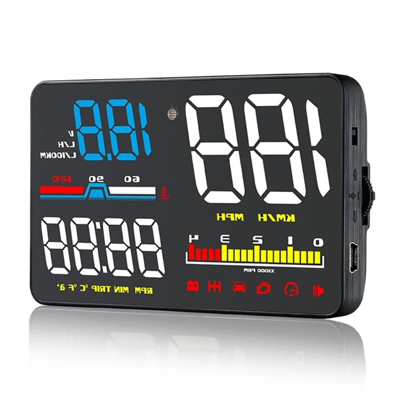 

D5000 Car Speedometer Tachometer Windshield Projector with Overspeed Alarm ABS Dropshipping