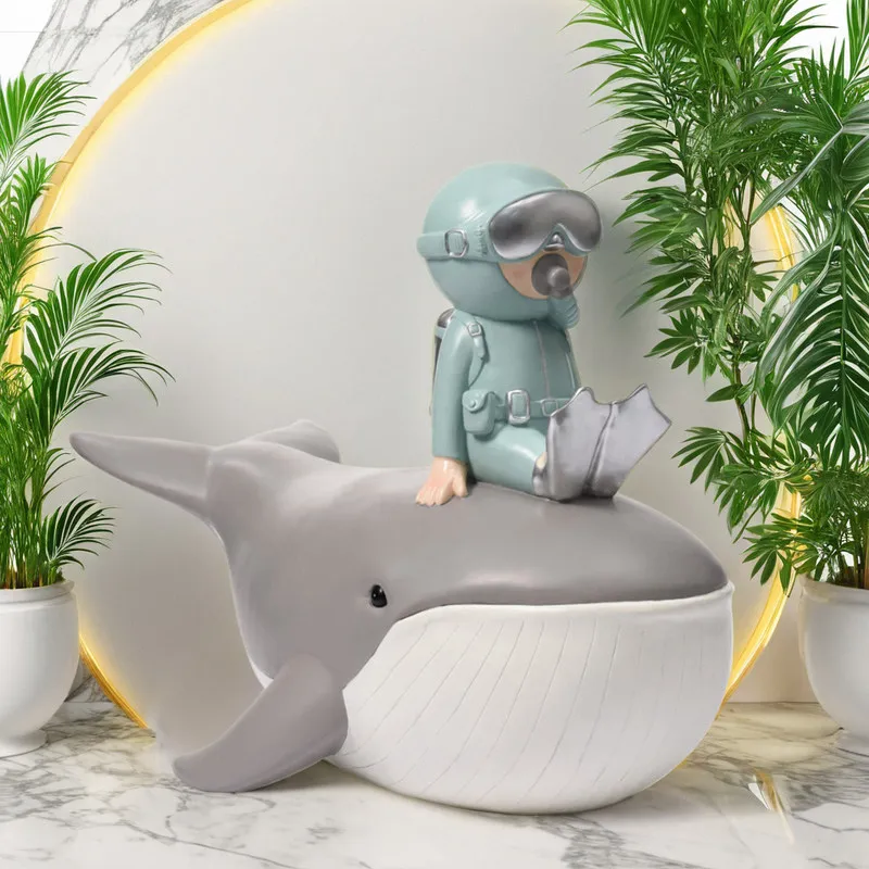 Whale sculpture ornament, large floor-to-ceiling ornament