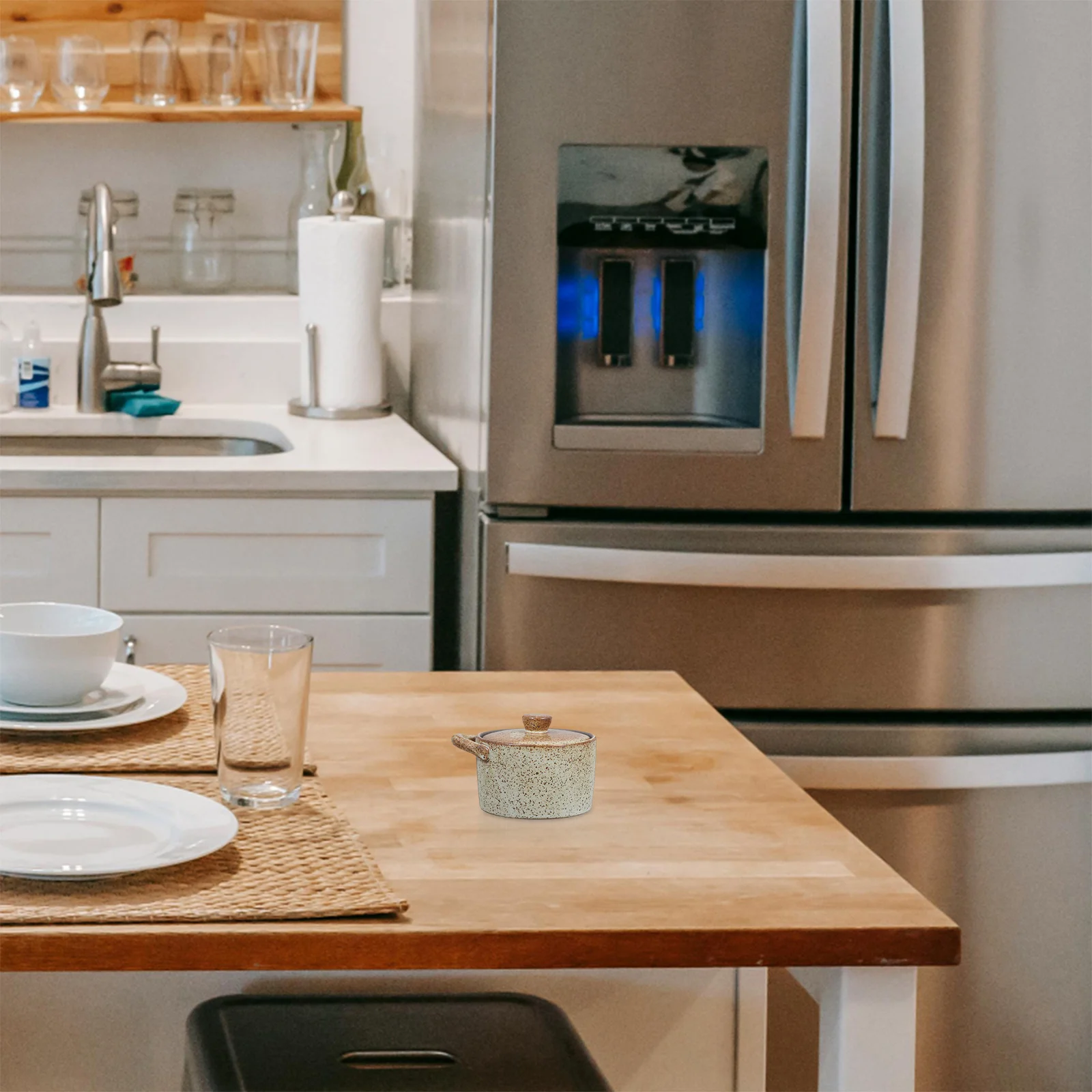 

Vintage Ceramic Stew Pot Lidded Japanese Style Ceramic Boiler Steam Egg Soup Cooking Pot Home Kitchen Tableware