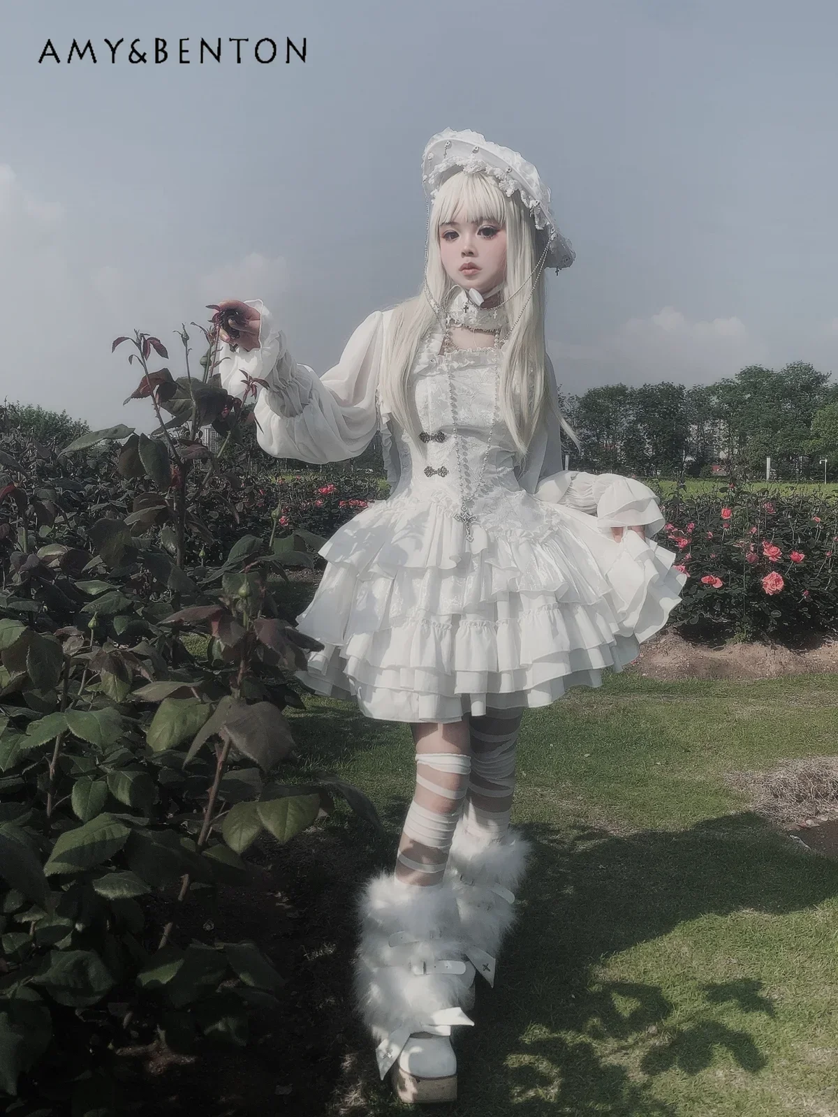 Harajuku Gothic Lolita Jasje Met Bubbelmouw Subcultuur Vintage Zware Industrie Bedrukt Met Uitgeholde Gesp Veelzijdige Korte Jasjes