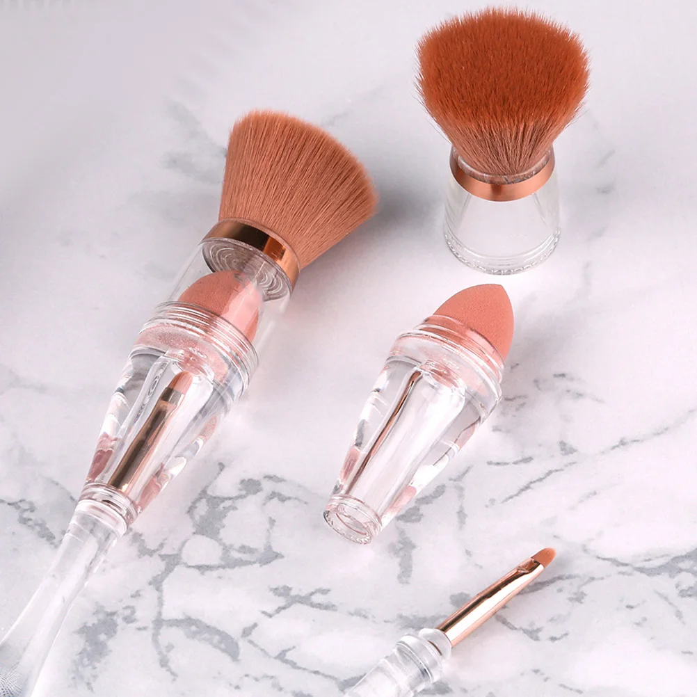 Set di pennelli per trucco 3 in 1 Strumento per l'applicazione del fard per fondotinta in polvere portatile compatto per trucco liquido da viaggio professionale