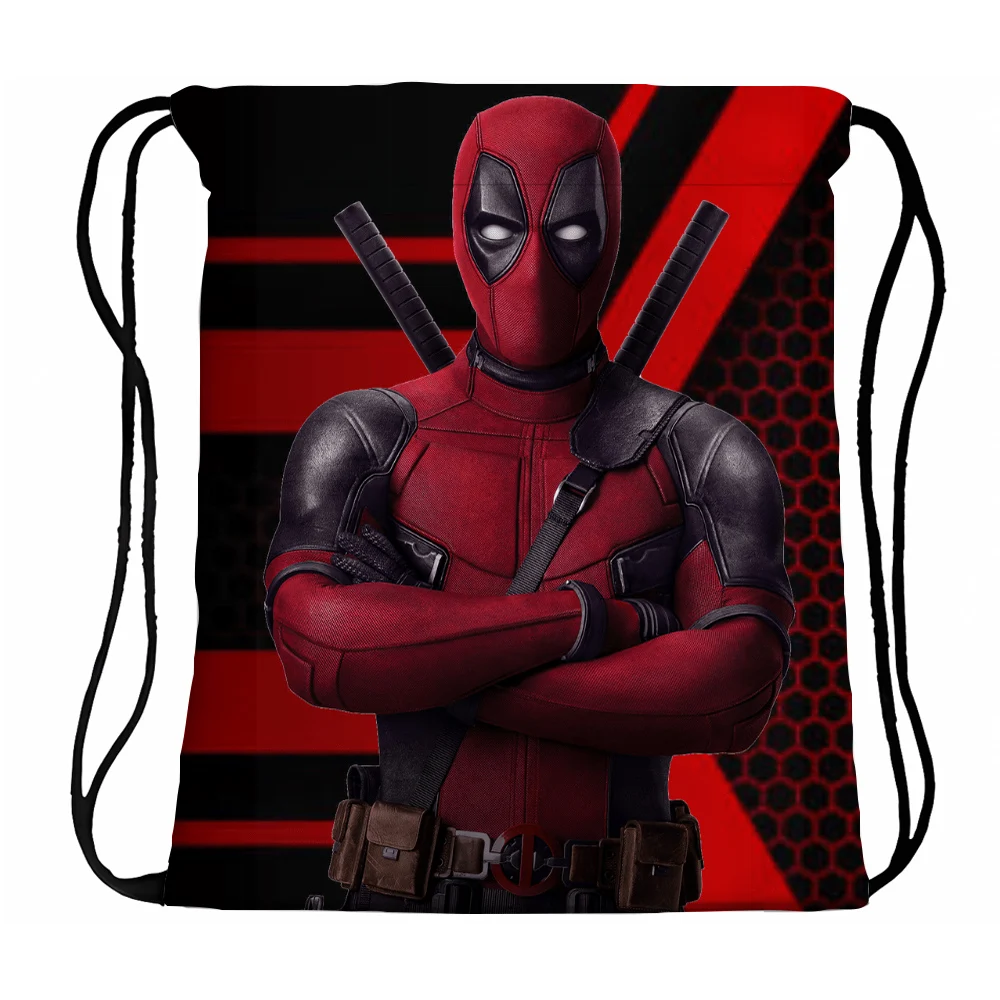 Movie Deadpools 3 Anime Printed Drawstring Backpack Adult Creative Fashion Draw String Bag Casual Accessories Storage Pouch Gift