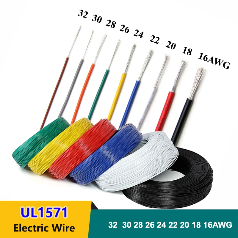 5/10M UL1571 Electric Wire 32 30 28 26 24 22 20 18 16 AWG Environmental DIY Cord LED Line PVC Insulated Tinned Copper Cable