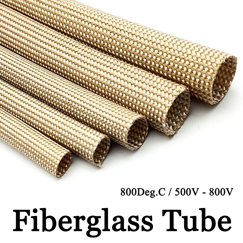 Fiberglass Tube Alkali Free Fiber Braided Insulation Against Electric HTG Cable Sleeve Fiber Glass Wire Protection Tube 1 ~ 30mm