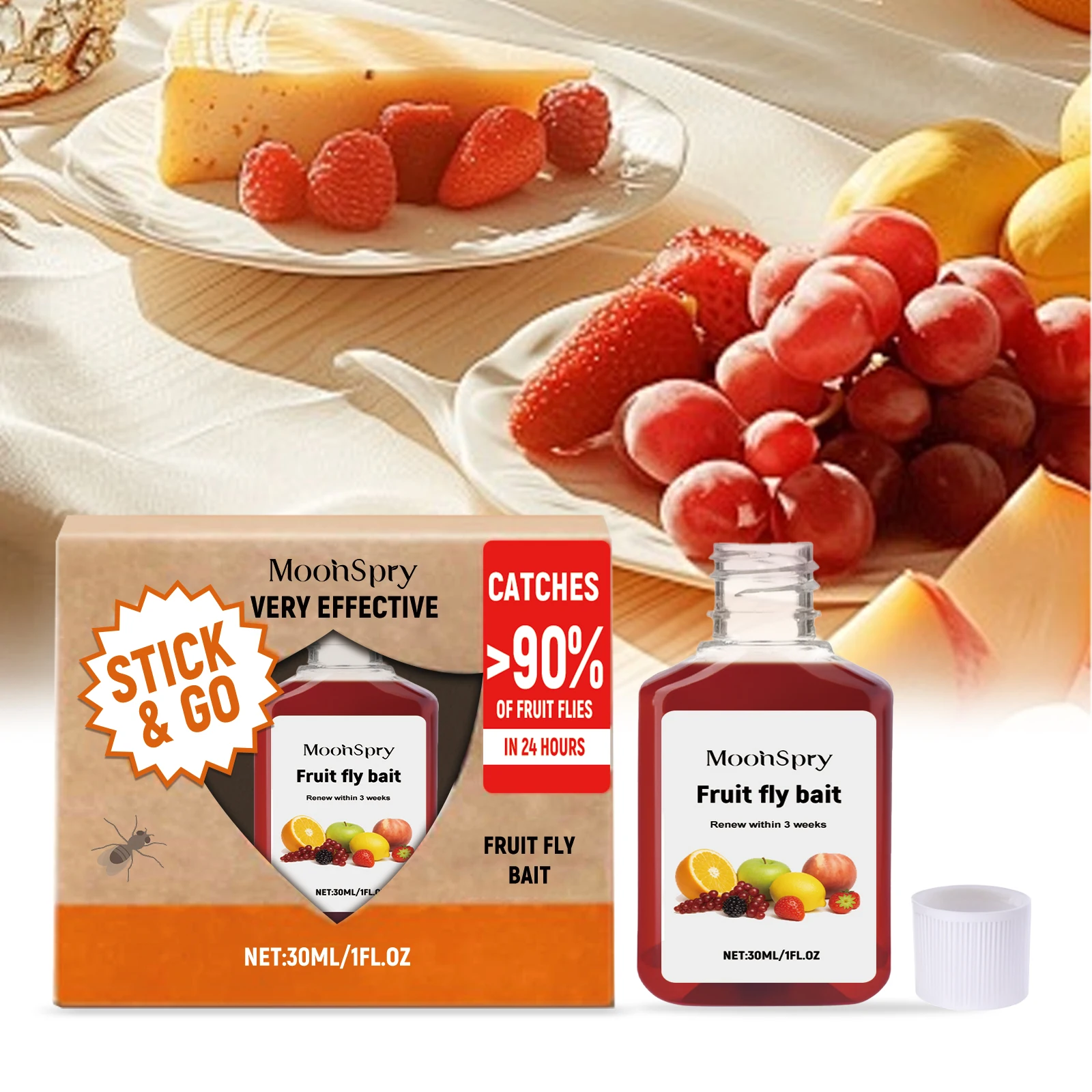 30ml Fruit Fly Bait Effectively Attract Fruit Flies to Approach and Enter the Trap Through a Specially Formulated Odor Formula