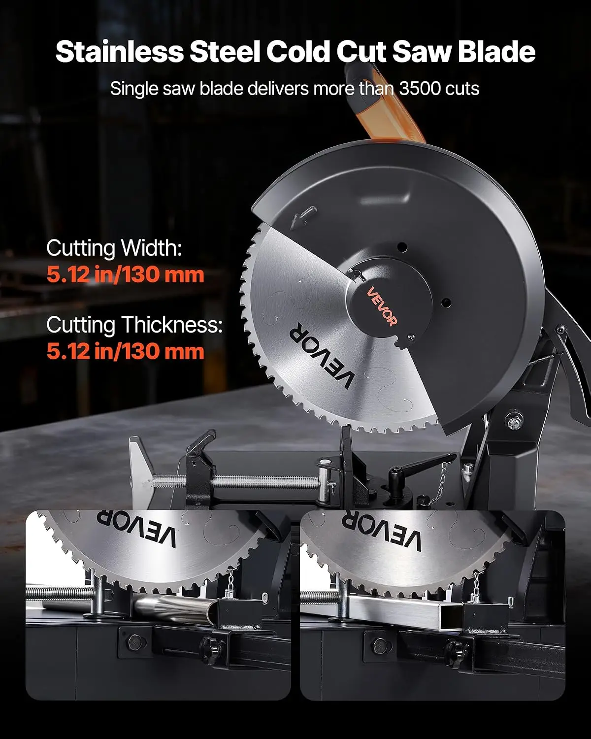 Chop Saw, 14-inch Stainless Steel Cold Cut  3500 W Powerful Brushless Motor, 750-1200 r/min Adjustable Speed, Metal Cutting Chop