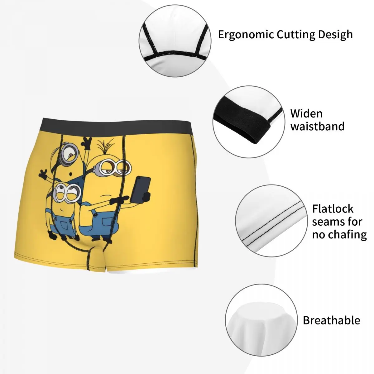 Custom M-Minions With Friends Underwear Men Stretch Kawaii Classical Boxer Briefs Shorts Panties Soft Underpants For Male