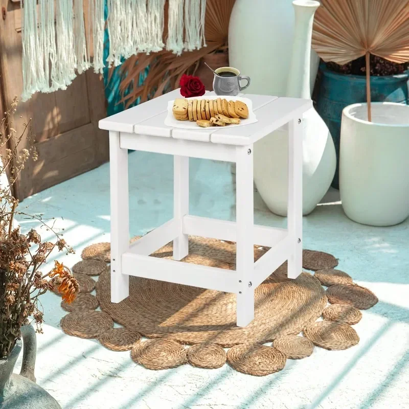 

Pool Composite Patio Table, HDPE Side Table for Backyard, Pool, Indoor Companion, Easy to Maintain and Weather Resistant (White)