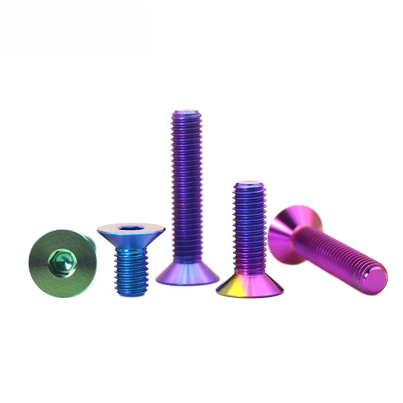 Titanium Countersunk Hex Bolts, M4 M5 M6 Flat Head Screws for 3D Printers Electronics Machinery & Bike Car Motorcycle DIY