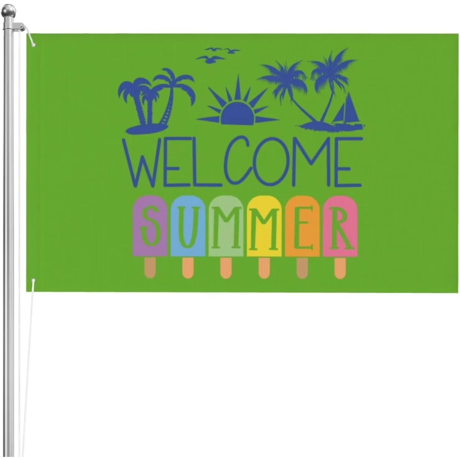 Welcome Summer Popsicle Garden Flag Polyester Vibrant Double Sided Outdoor Decoration