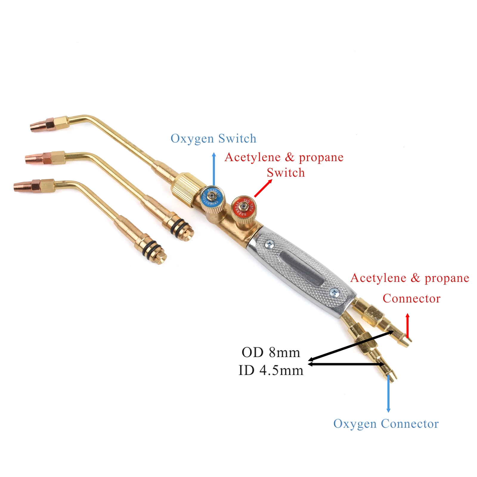 Imagem -03 - Pistola de Soldagem de Propano Portátil Tocha de Soldagem de Alto Grau Ferramentas de Soldagem a Gás Acetileno de Oxigênio